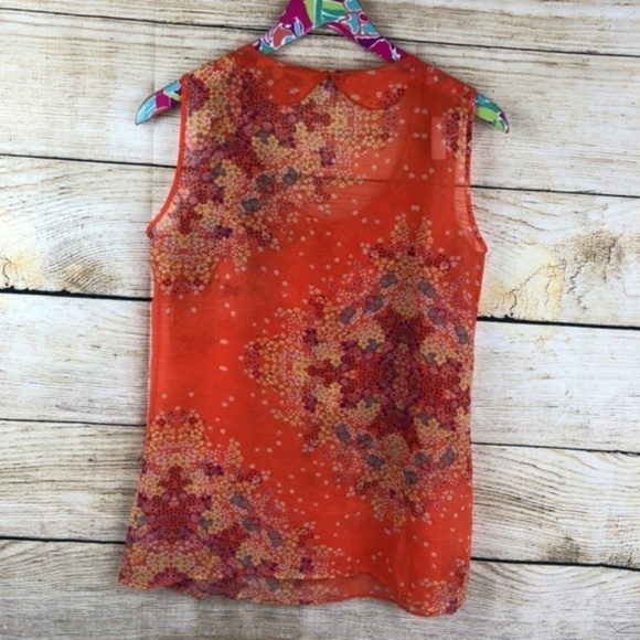CAbi orange floral Merrow Edge tank size S // 0410 - Picture 4 of 5